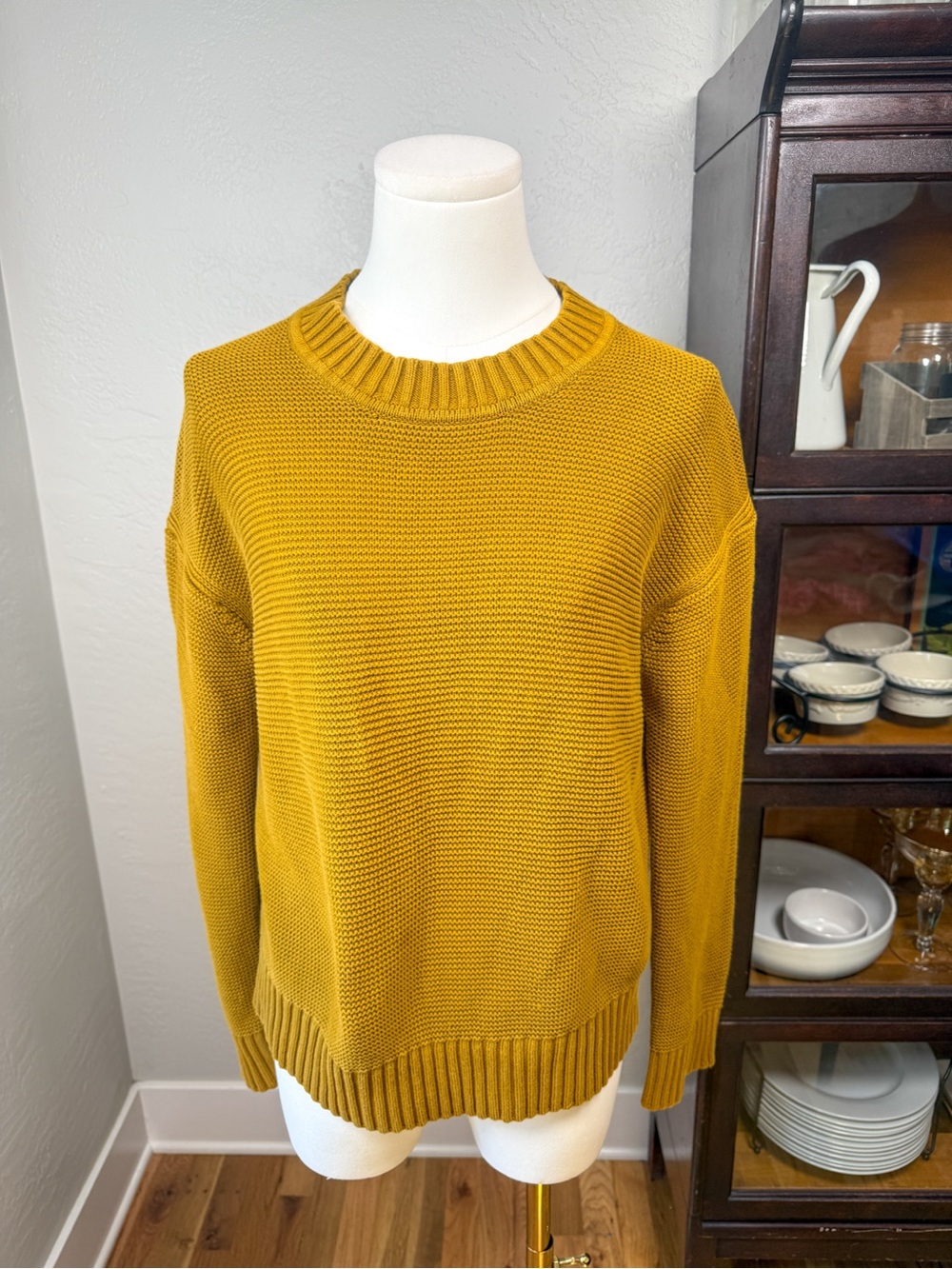 Everlane Mustard Gold Cotton Crewneck Oversized Sweater Size XS